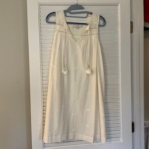 Loft petite white dress with floral embroidery